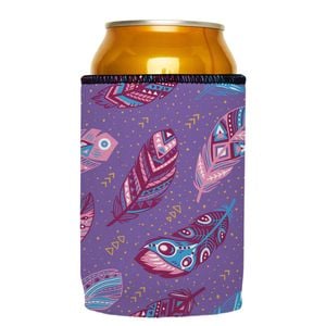 Stubbyz Purple Boho Feathers Stubby Cooler