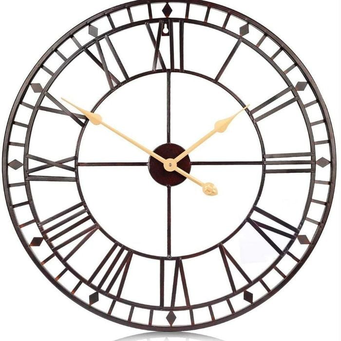 80cm Wall Clock European Creative Iron Round Non-fading Living Room Silense