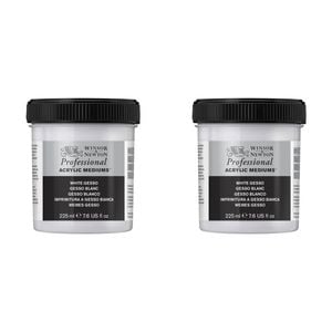 2x Winsor & Newton 225ml Professional Acrylic Gesso Wood Panel/canvas Primer Wht