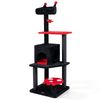 Costway Gothic Cat Tree 144cm Spooky Cat Tower Multi-level Pet Climbing Furniture-Red