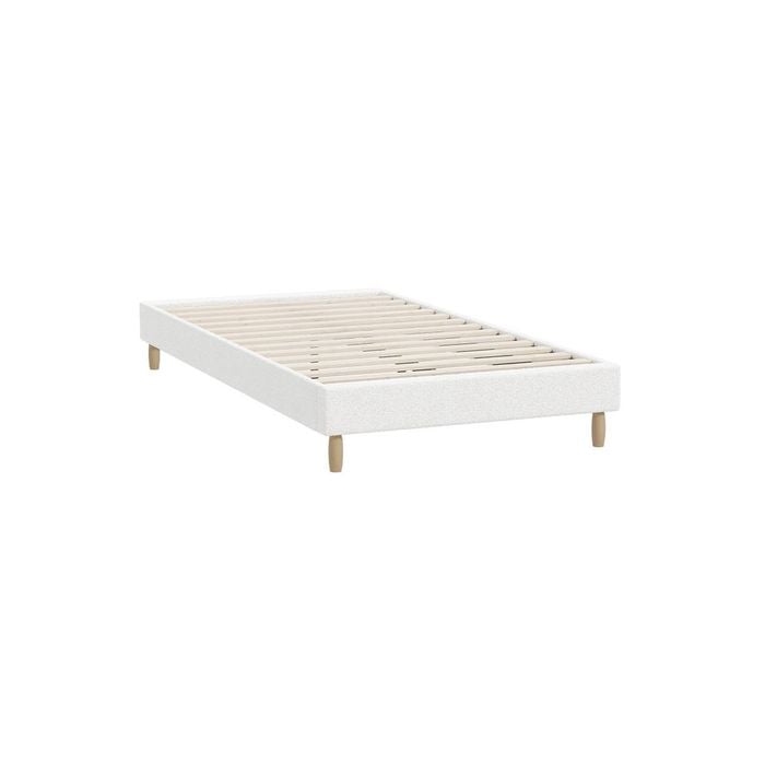 Oikiture White Boucle Bed Frame Base -King Single
