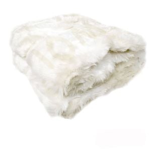 Sia Luxury Range Faux Fur Throw Rug 127 x 152 cm Polar Bear with Embossed Letters
