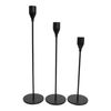 3pc Metal 24/29/34cm Stick/Taper Candle Holder Display Home Decor Set Black