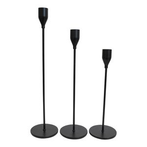 3pc Metal 24/29/34cm Stick/Taper Candle Holder Display Home Decor Set Black
