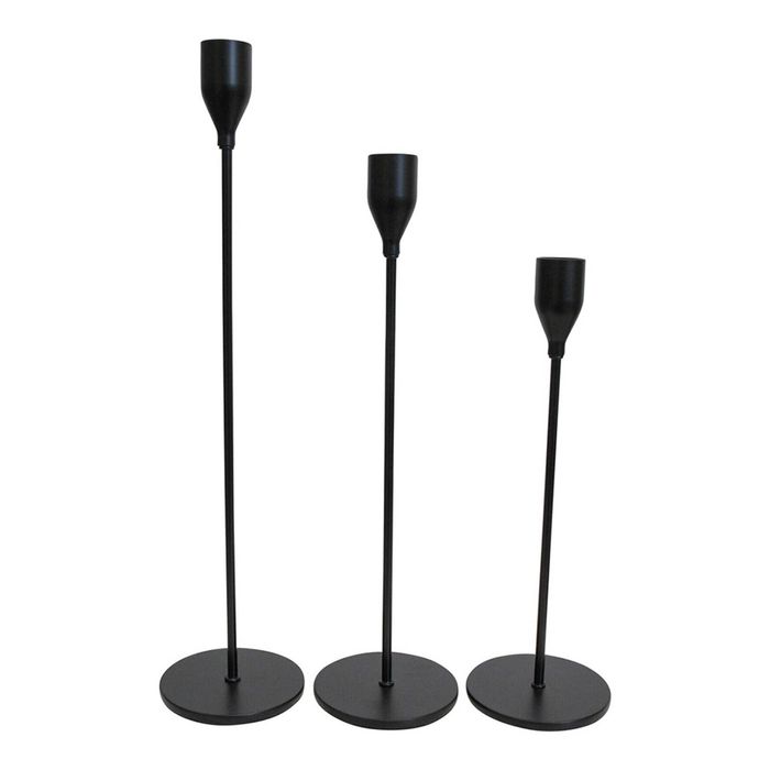 3pc Metal 24/29/34cm Stick/Taper Candle Holder Display Home Decor Set Black
