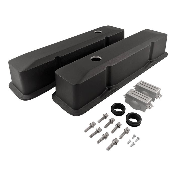 Cal Custom Tall Retro Style Valve Covers to suit Small Block Chev, Black