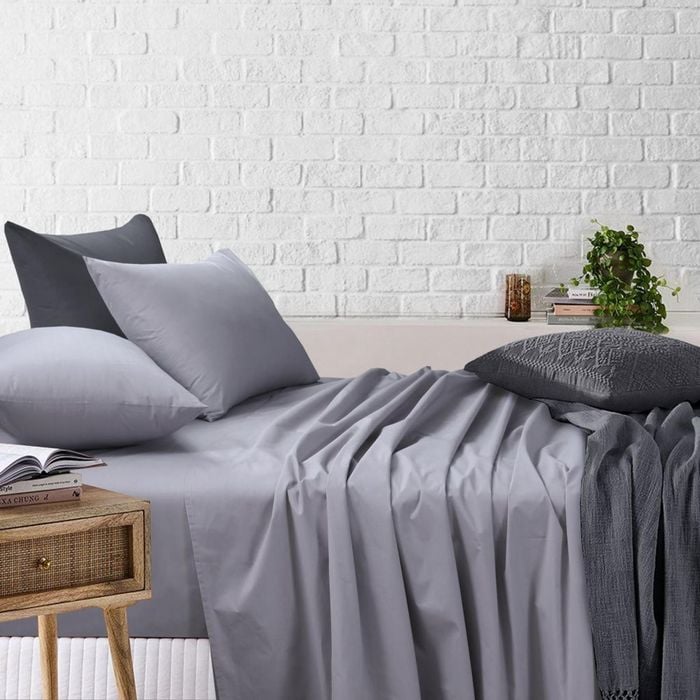Amsons Sheet Set - Single Fitted & Flat Sheet With Pillowcases - Grey