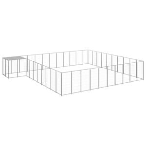 vidaXL Dog Kennel Silver 31.46 m² Steel Outdoor Puppy Enclosure Dog Cage House