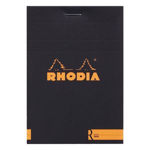 6x Rhodia Premium R No.12 Top Stapled Pocket Notepad Stationery Plain Black