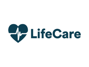 LifeCare logo on a dark blue background.