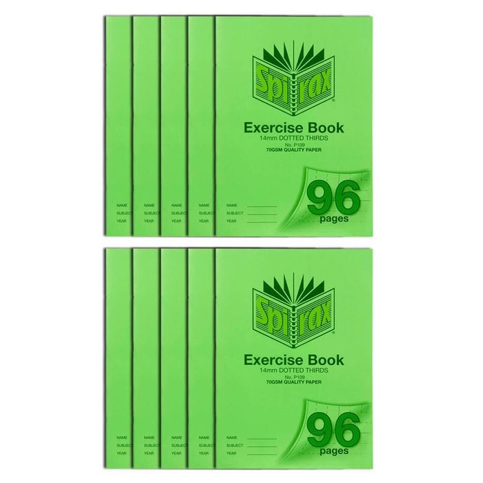 10x Spirax 70gsm 96 Page A4 14mm Dotted Third No.p109 Exercise Book/ Notebook