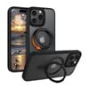 Magnetic MagSafe Phone Shockproof Case Ring Stand Cover - For Apple iPhone 16 (Black)