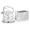 Laura Ashley Elveden White 2.5l Stove Top Kettle& 2 Slice Bread Toaster Set