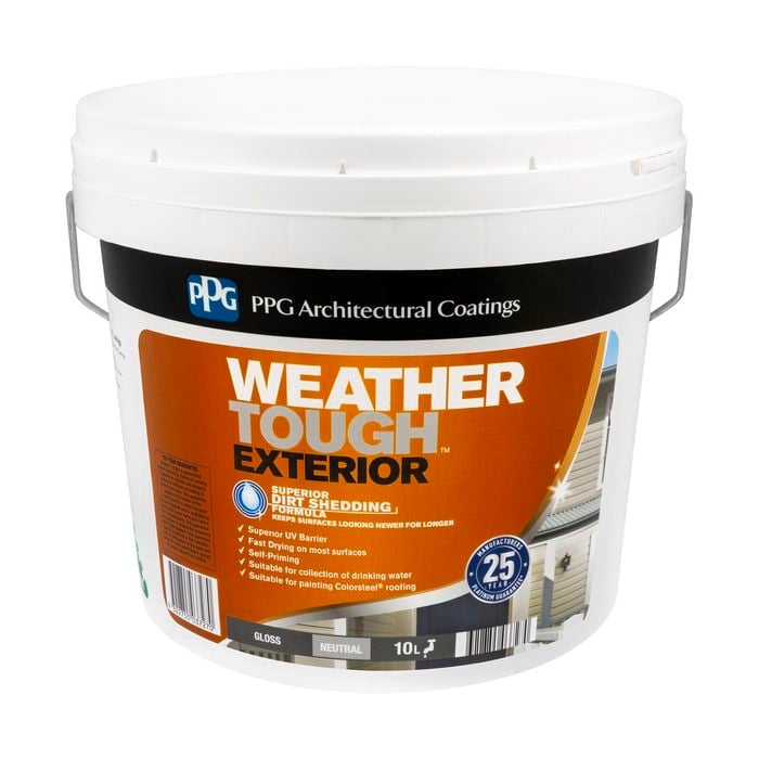 PPG Paints 10L Neutral Gloss Weather Tough Exterior Paint
