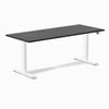 Desky Dual Sit To Stand Black Ash Hardwood Desk 180x75cm White Frame