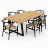 Ash Wood Live-Edge Dining Table Set with Chairs (6-Seater)