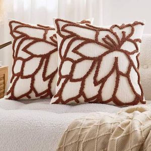 Gioia Casa 2-Pack Tufted Rose Cushion Covers 45cm x 45cm - Terracotta