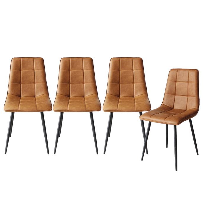 Levede 4x PU Leather Padded Seat Dining Chairs Brown