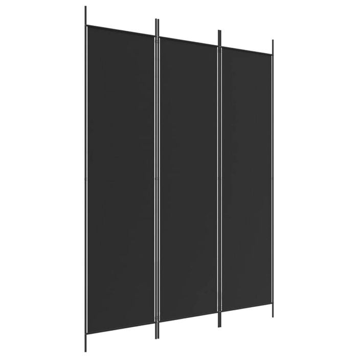 vidaXL 3-Panel Room Divider Black Fabric Privacy Screen Room Separator Folding