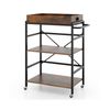 Costway 3-Tier Bar Cart Industrial Serving Cart Utility Cart - Coffee