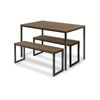 Zinus Louis Dining Table With Two Benches - 3 Piece Dining Table Set - Brown