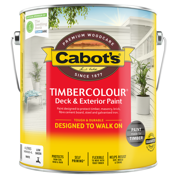 Cabot's 4L White Timbercolour Deck & Exterior Paint