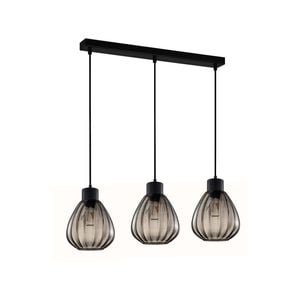CLA Lighting TULIP2 Interior Black Smoke Wine Glass Ribbed Pendant Light- 3 lits Straight