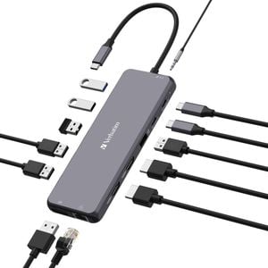 Verbatim USB-C Pro Multiport Hub 13 Port,2 x HDMI, 1 x DisplayPort, 1 x RJ45, 3 x USB-A 3.2 Gen 1