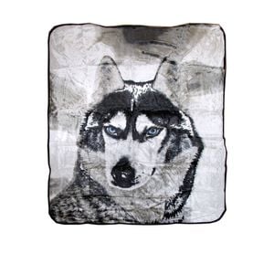 Bloomington 400gsm Soft 3D Animal Print Faux Mink Blanket Queen 200x240 cm Husky
