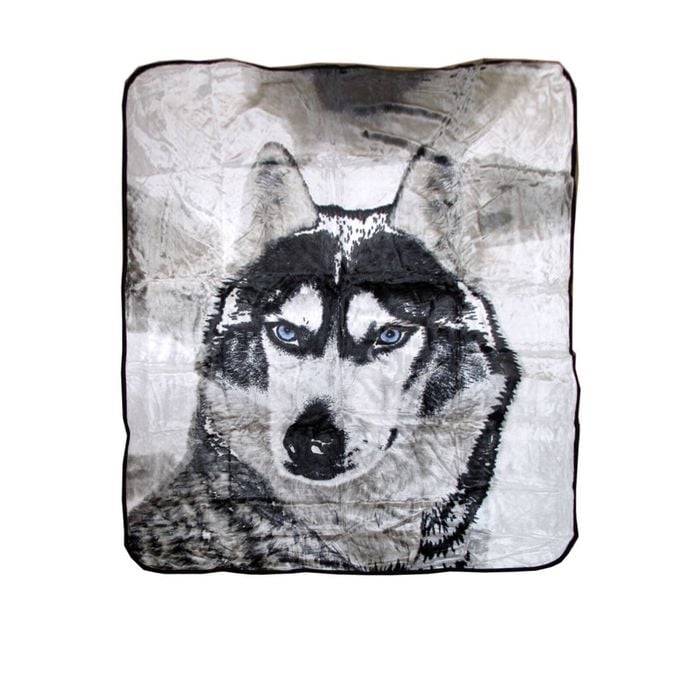 Bloomington 400gsm Soft 3D Animal Print Faux Mink Blanket Queen 200x240 cm Husky
