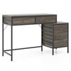 Costway 130cm 5-drawer Vintage Computer Desk Gaming Table Grey