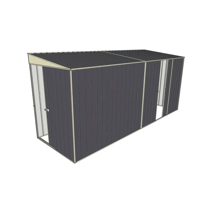 Build-a-Shed 1.5 x 4.5 x 2m Sliding Door Tunnel Shed with 1 Sliding Side Door - Grey