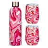 3pc Porta Summer Swirl Stainless Steel Double Wall Insulated Drinkware Set Pink
