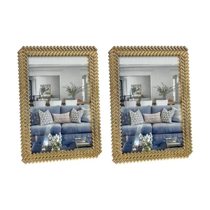 2PK SS Collective Gold Matisse Directional Textured Rectangle Photo Frame 4x6
