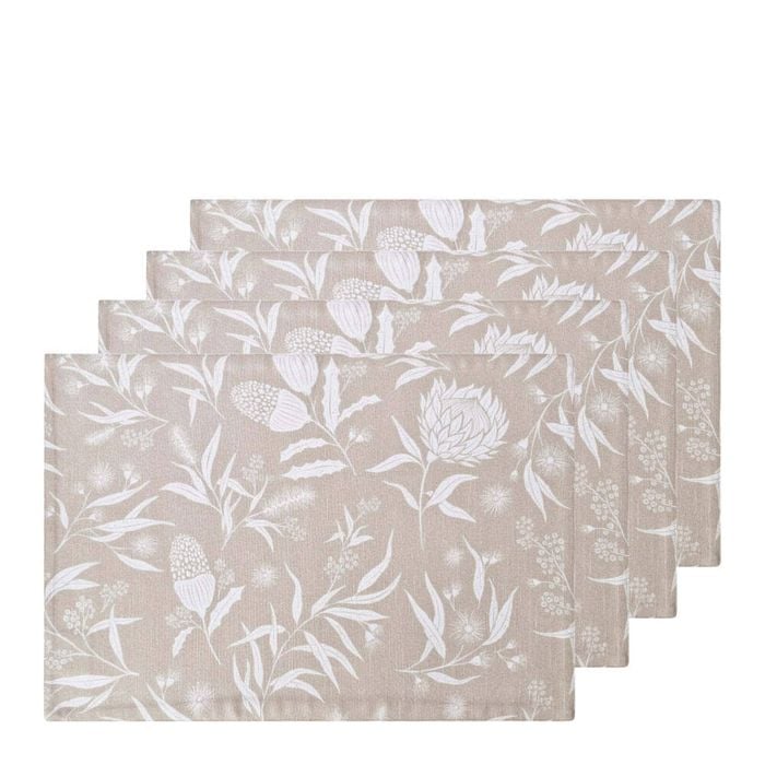 4PK J.Elliot Home Bindi 33x48cm Cotton Placemat - Grey Beige