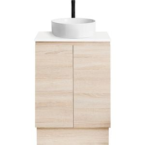 CIBO 600mm Coast Veneer Nordic Full Height Bathroom Vanity With White Countertop Basin