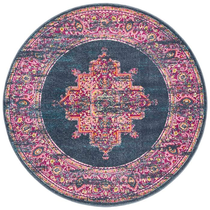The Rug Connection Garden 211 Navy 200x200cm - Medium Round Transitional Pet Friendly Indoor Rug