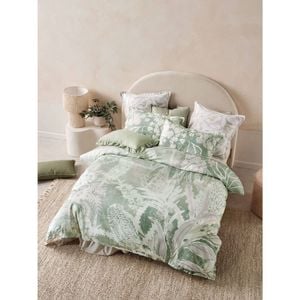 Linen House King Esperance Leaf Quilt Cover Set - Green
