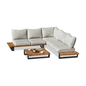 Tulum Outdoor Corner Lounge Setting With Coffee Table - Charcoal with Textured Grey