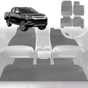 6D Diamond Car Floor Mats for All-new Mitsubishi Triton Double Cab (LC/MV)2024-Current-Full Set-Grey-Outback GT
