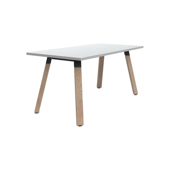 Olg Plantation Boardroom Table 4 Leg Solid Oak Frame White Top L1500mm X W750mm