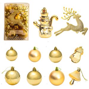 Catzon 30 Pcs Christmas Ornaments Matte Shiny Assorted Shape Shatterproof Balls for Xmas-Gold