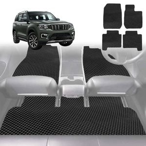 6D Diamond Car Floor Mats for Mahindra Scorpio (Z101)2022-Current-Full Set-Black-Outback GT