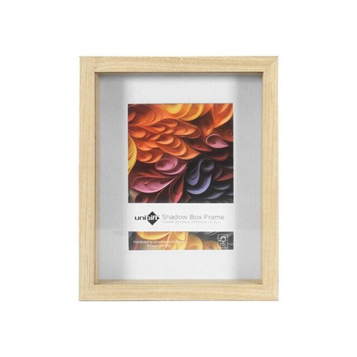 Unigift Shadow Box Wooden/Glass Picture Photo Frame 20x25cm/13x18cm Natural