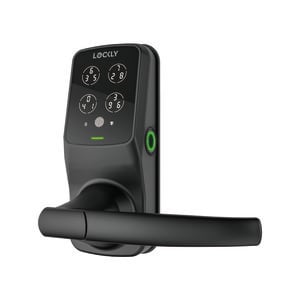 Lockly Black Matte Secure Plus Smart Lock Latch with Smart Keypad Bluetooth and 3D Fingerprint