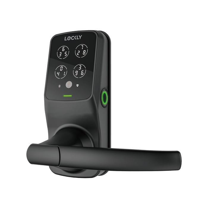 Lockly Black Matte Secure Plus Smart Lock Latch with Smart Keypad Bluetooth and 3D Fingerprint
