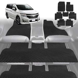 6D Diamond Car Floor Mats for Nissan Elgrand 2002-2010-Ultimate Set-Black-Outback GT