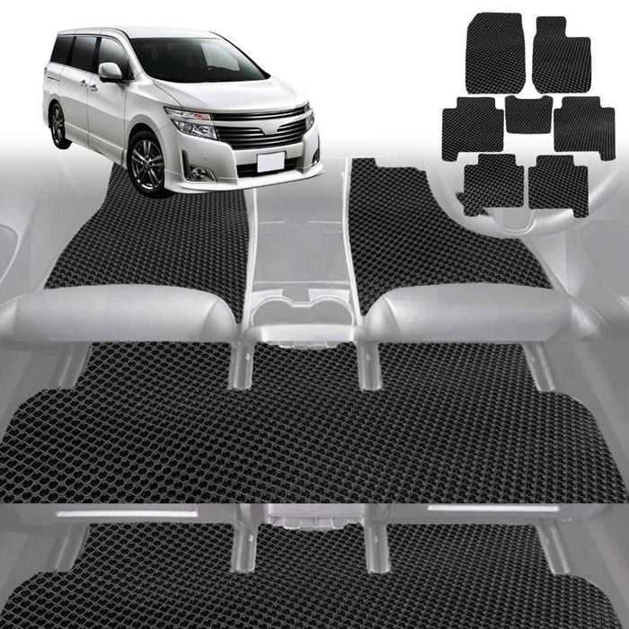 6D Diamond Car Floor Mats for Nissan Elgrand 2002-2010-Ultimate Set-Black-Outback GT