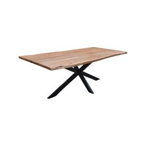 Lantana Dining Table 210cm Live Edge Solid Acacia Timber Wood Metal Leg -Natural