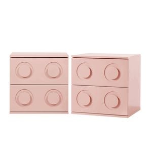 Oikiture 2x Bedside Table 2 Drawers Nightstand Side Storage Cabinet Pink